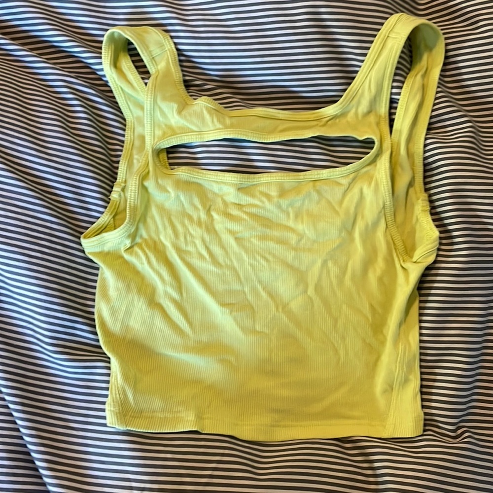 Lulu crop top tank with cutout in chest area